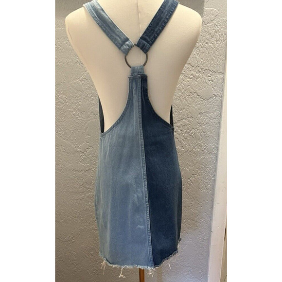 Divided H&M Denim Bib Overall Jumper Dress Women's 6 O-ring Racerback Trendy - Picture 6 of 9
